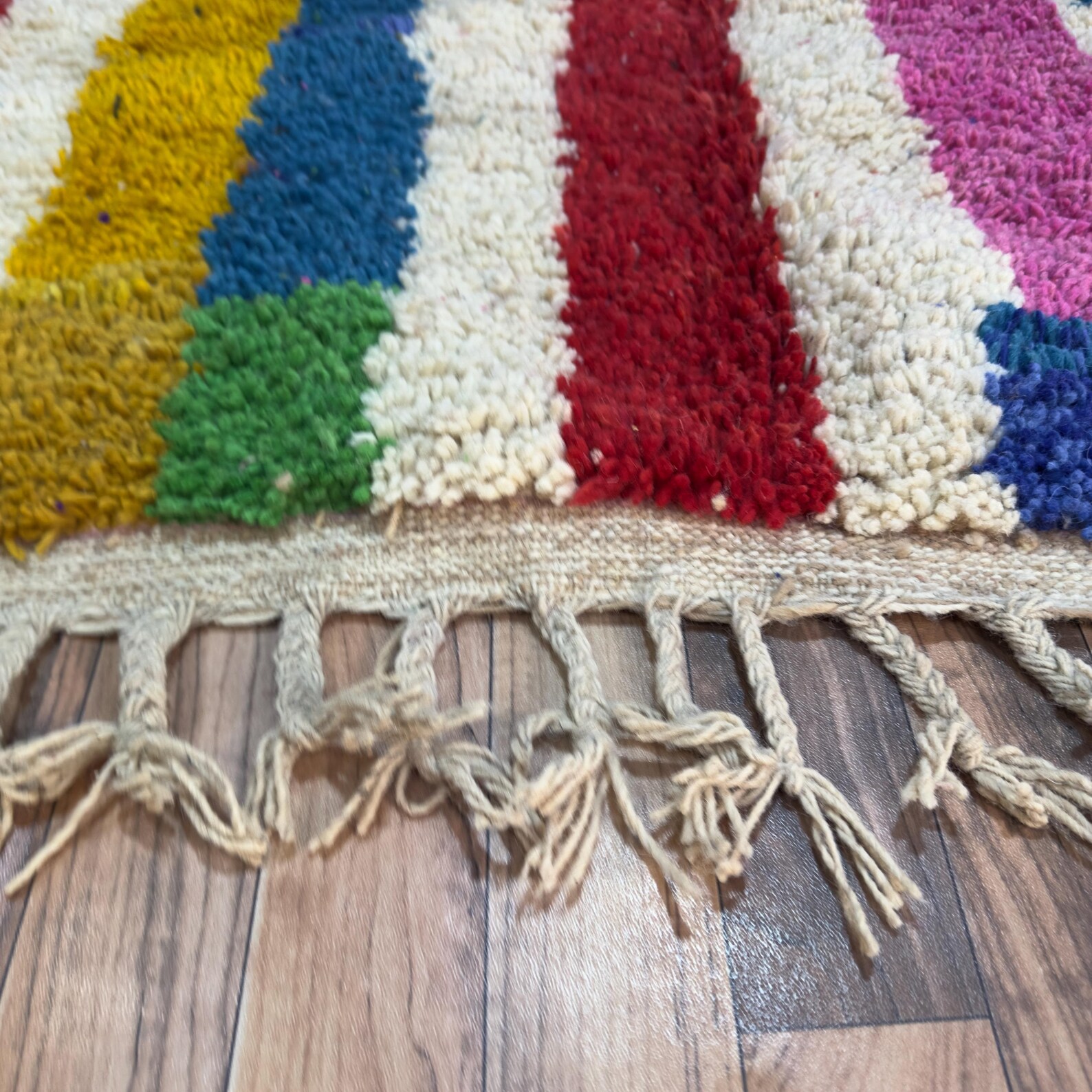 Colorful Custom Handwoven Amazigh Berber Boujaad Wool Area Rug