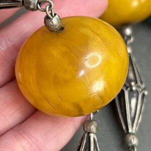 Vintage Berber Amazigh Amber Resin Bead North African Necklace