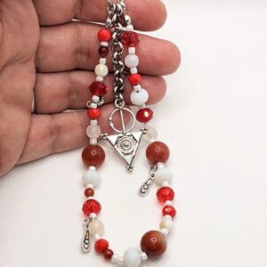 Amazigh Kabyle Berber Phone Bracelet Red White Fibula Charm