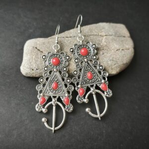 Amazigh Kabyle Fibule Forme Earrings with Berber Motifs