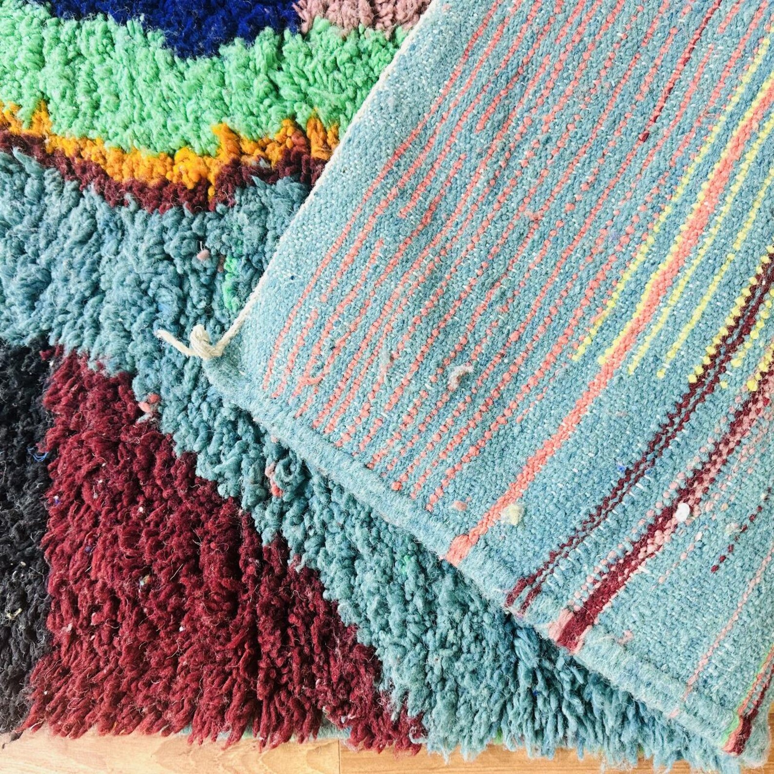 Amazigh Berber Handmade Wool Rug with Geometric Diamond Design