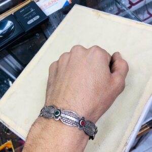 Berber Amazigh Gravé 925 Silver Handmade Cuff Bracelet