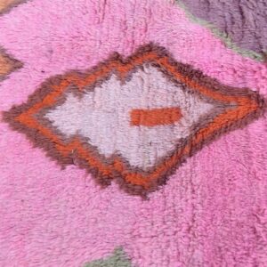 Colorful Berber Azilal Wool Rug with Geometric Handmade Design