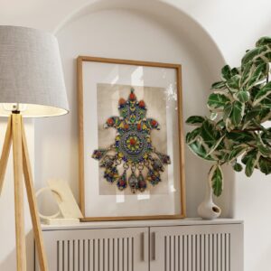 Amazigh Berber Kabyle Fibula Art Print with Khamsa Heritage Design