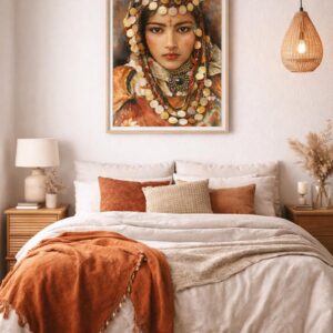 Amazigh Berber Woman Watercolor Portrait Jewelry Art Print Wall Art