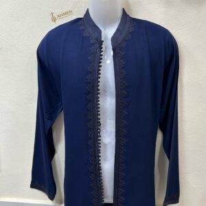 Amazigh Men's Cotton Tunic with Handmade Trim Chain Closure