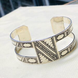 Amazigh Tuareg Berber Gravé Silver Bracelet Adjustable Cuff Maroc