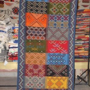 Amazigh Tirra Handwoven Panel Border Motifs Colorful Rug