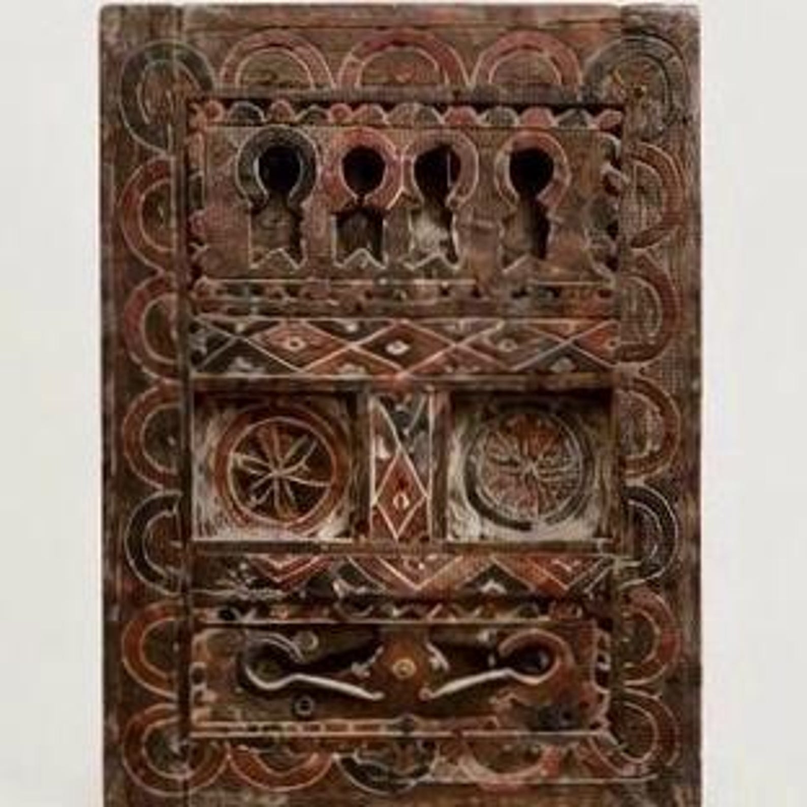Amazigh Berber Hand Carved Wooden Door Wall Art Panel