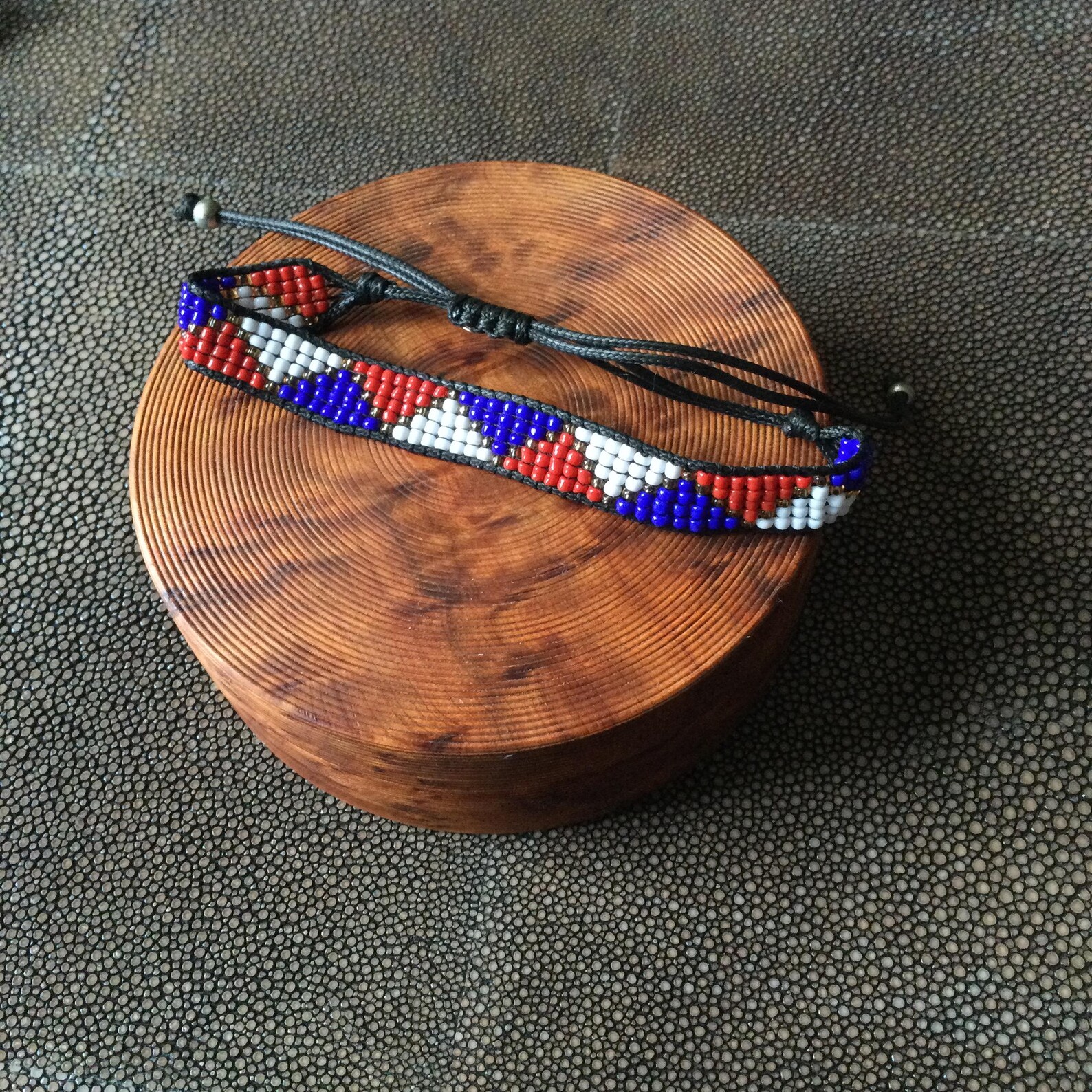 Berber Amazigh Handmade Glass Beaded Bracelet With Geometric Design