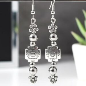 Amazigh Berber Floral Geometric Symbol Earrings Cultural Design