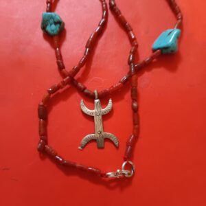 Amazigh Berber Handmade Necklace with Metal Pendant and Beads