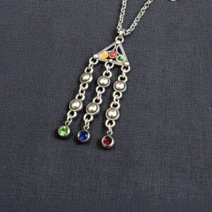 Amazigh Kabyle Berber Triangle Necklace with Birthstone Beads