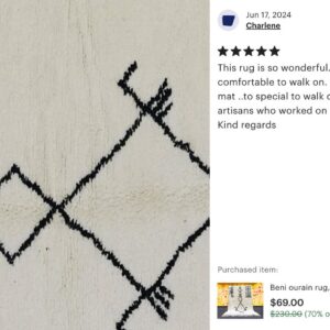 Amazigh Berber Beni Ourain Wool Rug with Tifinagh Symbols