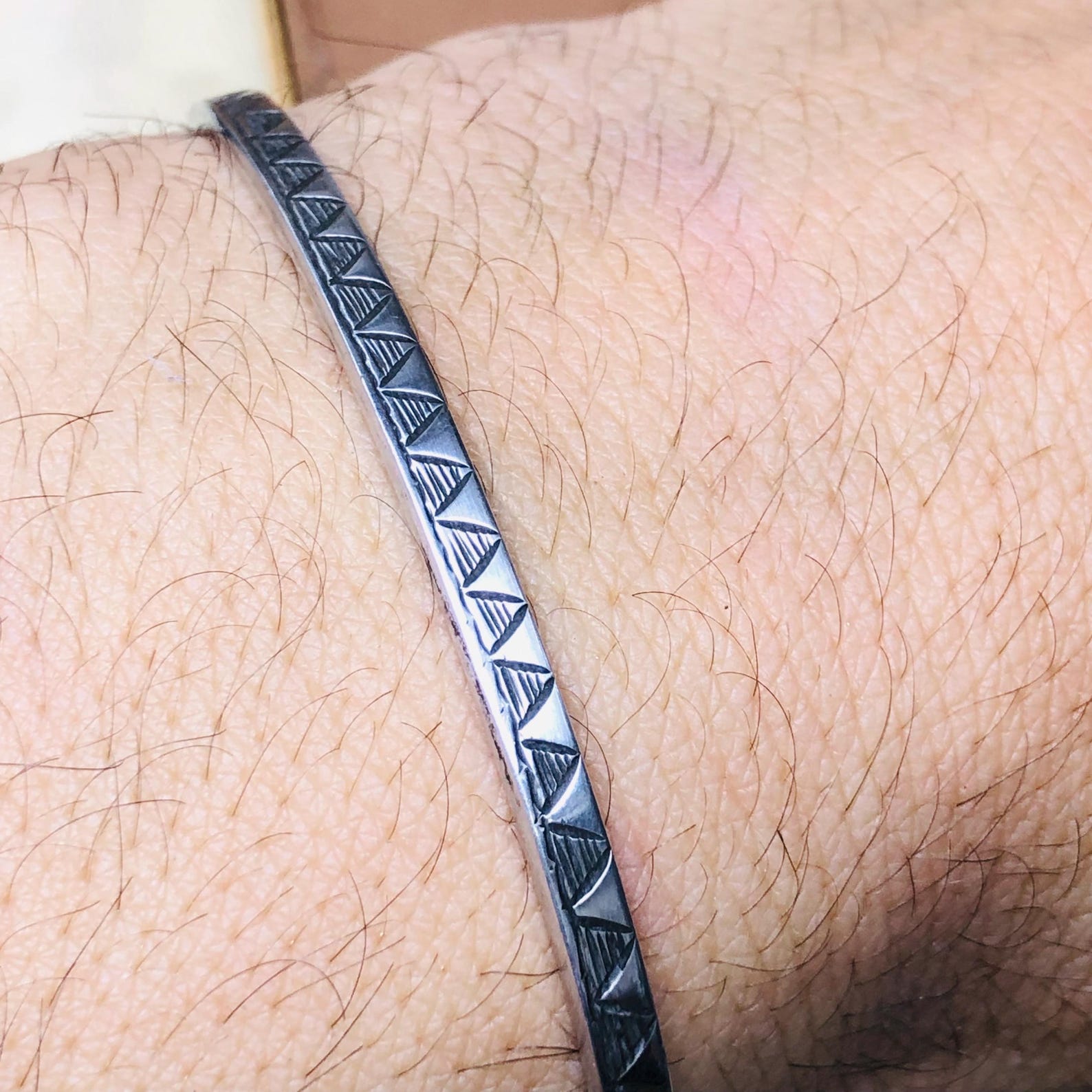 Amazigh Berber Gravé 925 Silver Open Cuff Bracelet