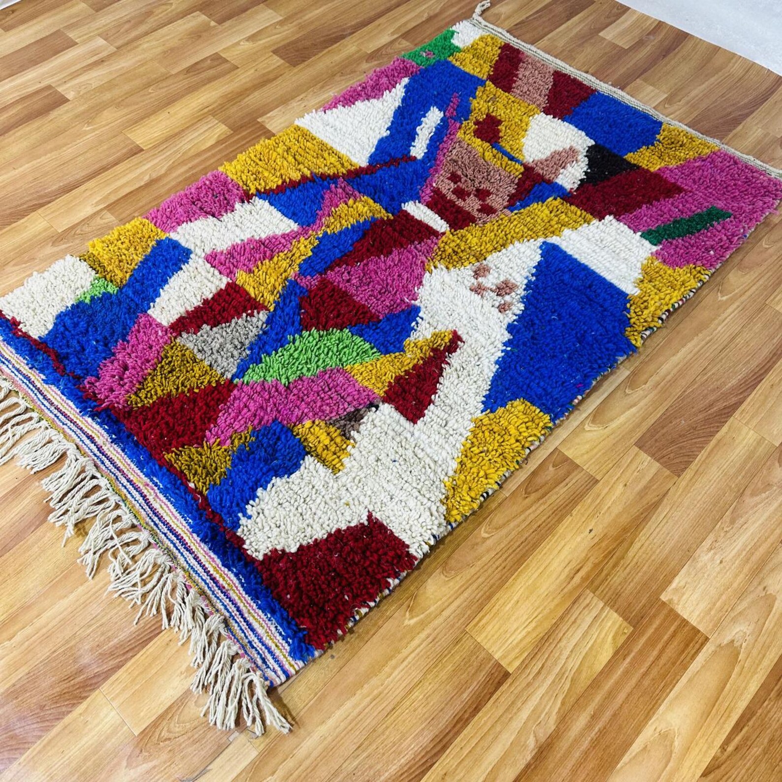 Amazigh Berber Diamond Handwoven Colorful Custom Wool Rug