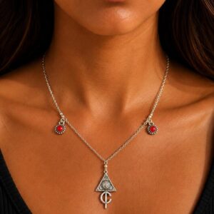 Amazigh Kabyle Fibule Berber Necklace with Corail Charms