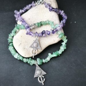 Amazigh Kabyle Berber Fibule Bracelet with Natural Stone Charms