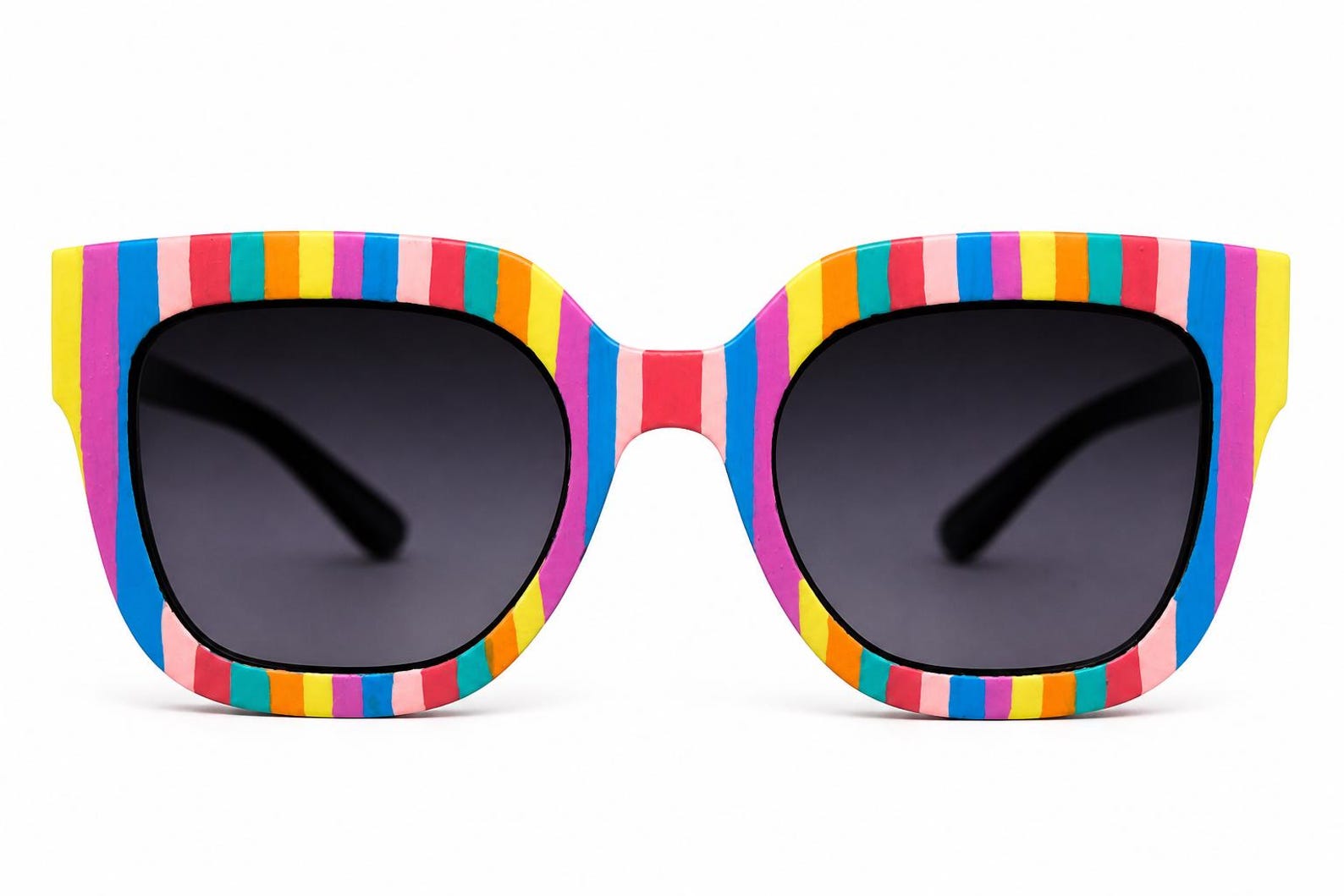 Amazigh IZURAG N TUDERT Rainbow Striped Hand Painted Sunglasses Frames