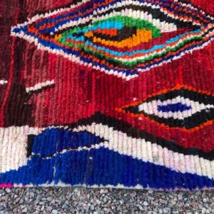 Amazigh Boujaad Wool Rug with Colorful Geometric Berber Patterns