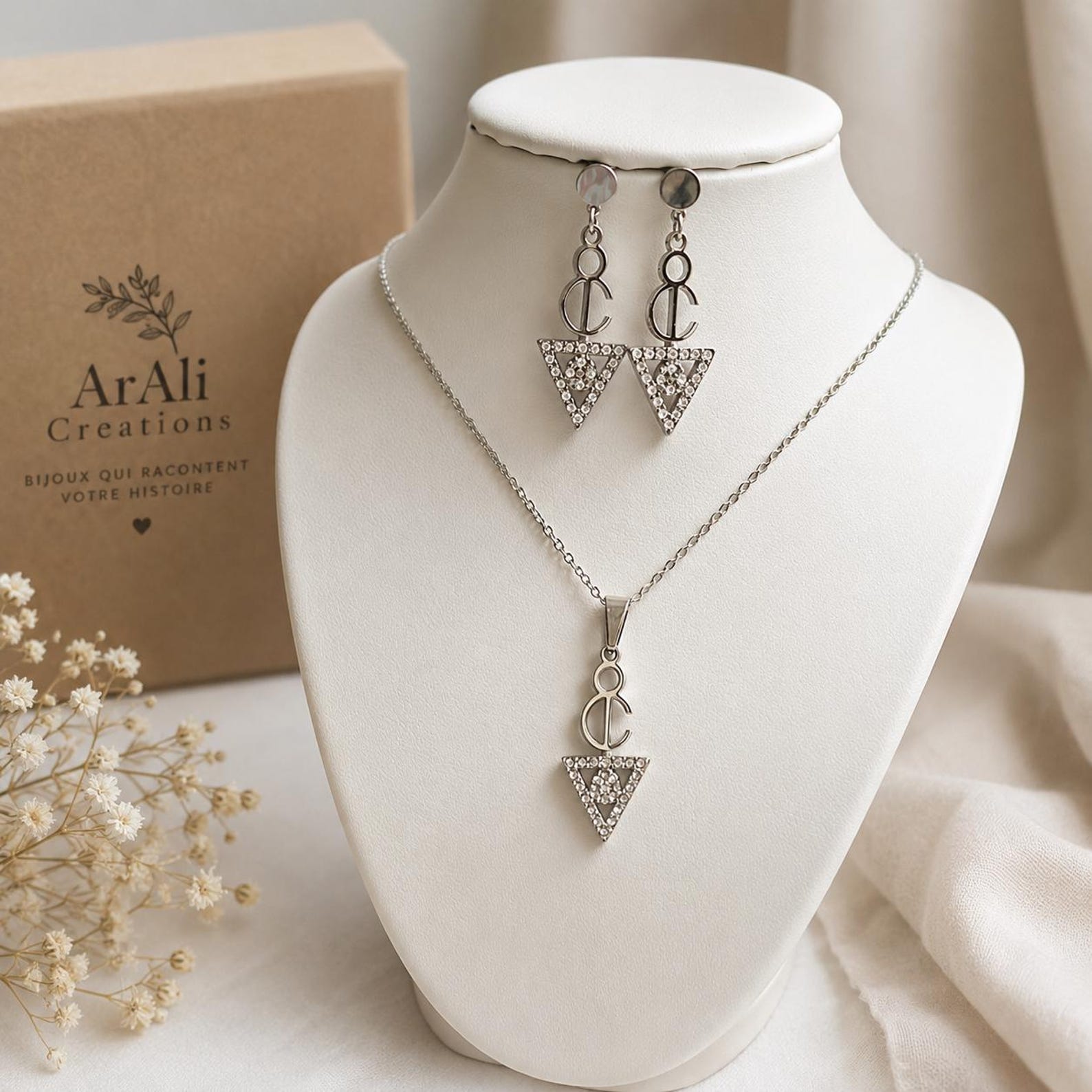 Amazigh Berber Tizerzit Fibula Inspired Zircon Stone Necklace