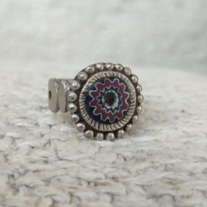 Antique Amazigh Berber Chevron Bead Silver Ring Size 7