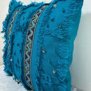 Amazigh Berber Turquoise Blue Handmade Wool Pillow Covers Set