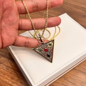 Amazigh Berber Timizghin Triangle Motif Gold Pendant Necklace