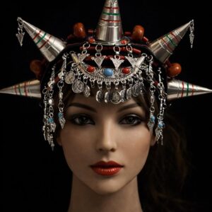 Amazigh Berber Isni Tounza Traditional Silver Headband Headdress