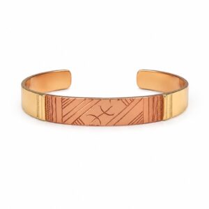 Amazigh Berber Tuareg Tifinagh Cuff Bracelet with Mixed Copper Silver Details