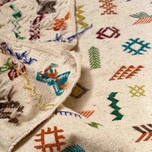 Amazigh Berber Tifinagh Symbols Wool Kilim Runner Rug