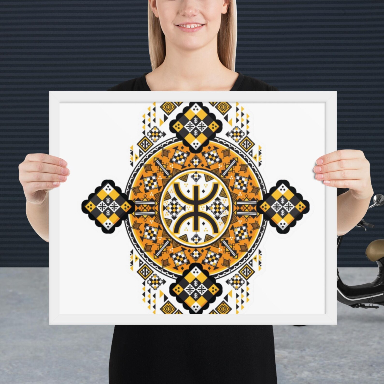 Vibrant Amazigh Berber Yaz Symbol Framed Poster Wall Art