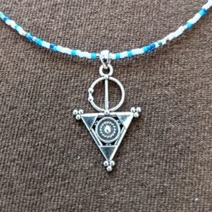 Amazigh Berber Tizerzit Necklace with Fibule Pendant and Beads