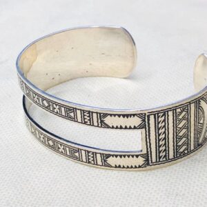 Amazigh Tuareg Berber Gravé Silver Bracelet Adjustable Cuff Maroc