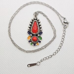 Amazigh Kabyle Berber Minimalist Necklace with Enamel Pendant