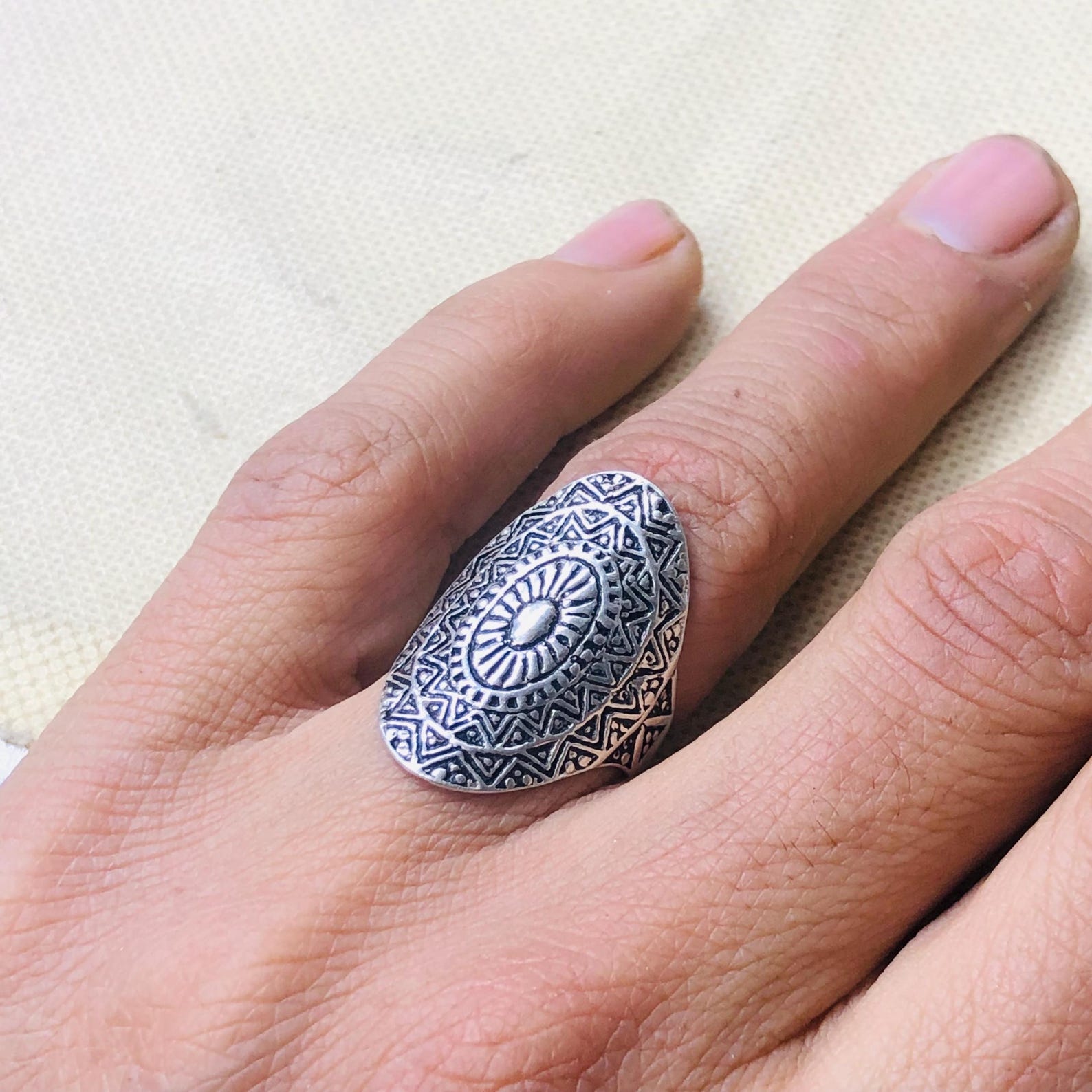 Amazigh Berber Tuareg Sterling Silver Tribal Engraved Ring