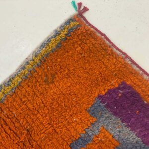 Berber Azilal Ochre Rust Diamond Wool Rug with Tribal Art Design