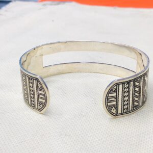 Amazigh Tuareg Berber Gravé Silver Bracelet Adjustable Cuff Maroc