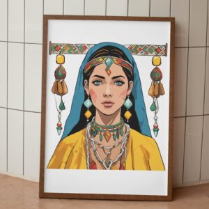 Berber Amazigh Kabyle Portrait PNG Digital Download Illustration