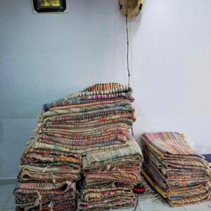 Berber Amazigh Beni Ourain Blue Geometric Wool Rug Handmade