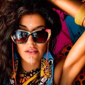 Amazigh TAZWAGT Hand Painted Sunset Sunglasses Recycled Wear