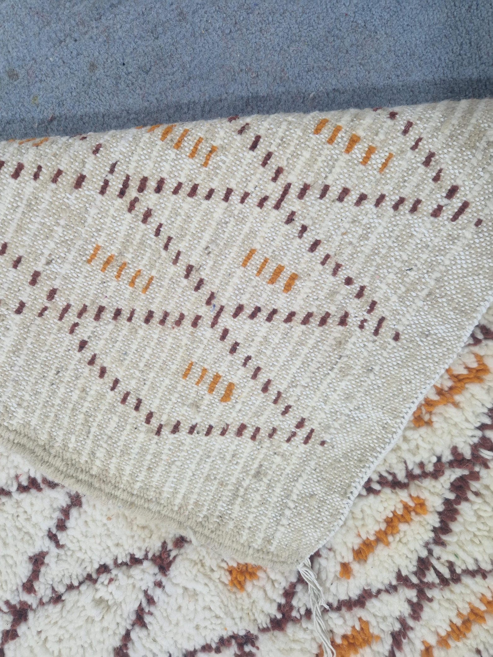 Emerald Green Amazigh Berber Handmade Wool Boujad Rug with Tribal Design
