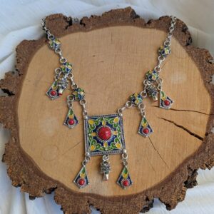 Amazigh Kabyle Berber Traditional Handmade Adjustable Necklace with Colorful Details