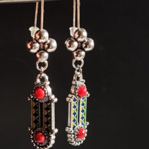 Amazigh Berber Kabyle Earrings Silver Tone Cultural Jewelry Design