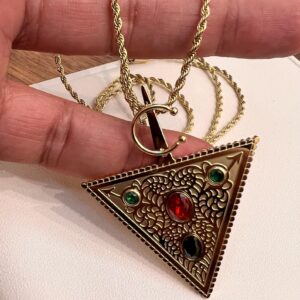 Amazigh Berber Timizghin Triangle Motif Gold Pendant Necklace