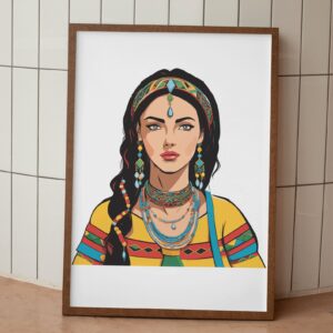 Berber Amazigh Kabyle Portrait PNG Digital Download Illustration