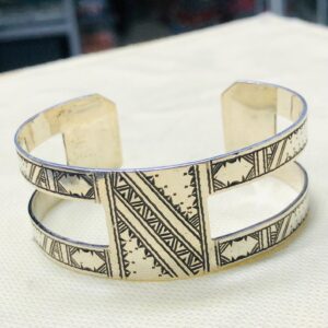 Amazigh Tuareg Berber Gravé Silver Bracelet Adjustable Cuff Maroc