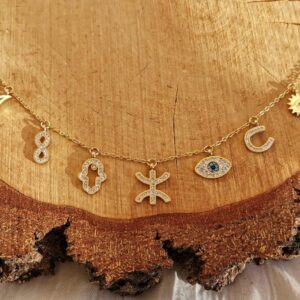 Amazigh Berber Kabyle Tifinagh dont Charm Necklace with Seven Pendants