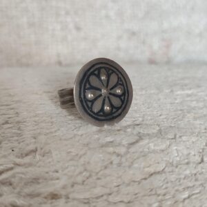 Amazigh Berber Niello Flower Silver Antique Ring Size 10