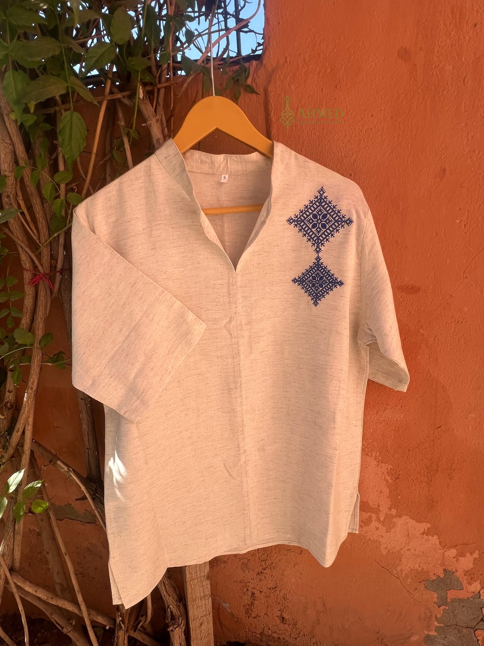 Amazigh Loulan Tunic with Elegant Embroidery for Men